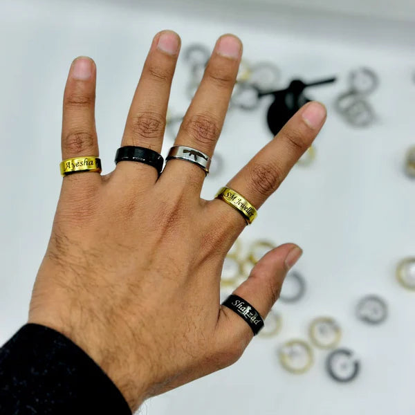 Engraved Name Couple Rings