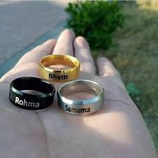 Engraved Name Couple Rings